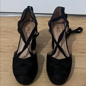 INC International Concepts Women's Black Lace-Up Espadrilles